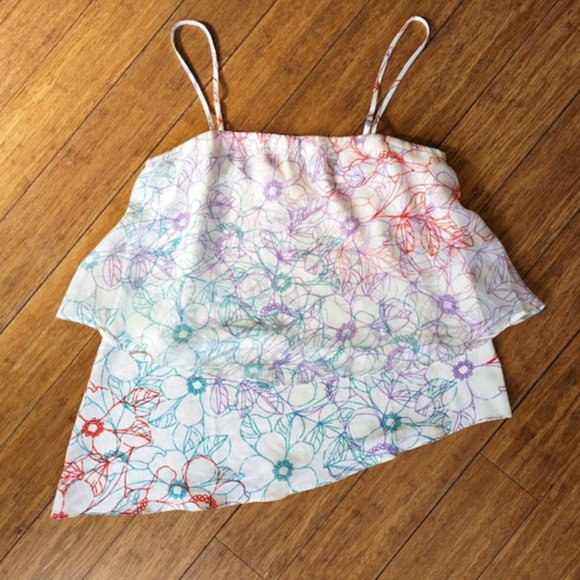 Maeve (Anthropologie) Layered silk floral spaghetti strap blouse - Picture 6 of 6